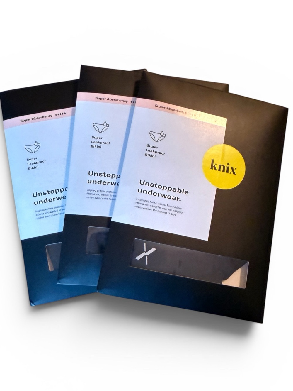 knix Black Packaged Unstoppable Underwear Super Leakproof Bikini 3 pairs